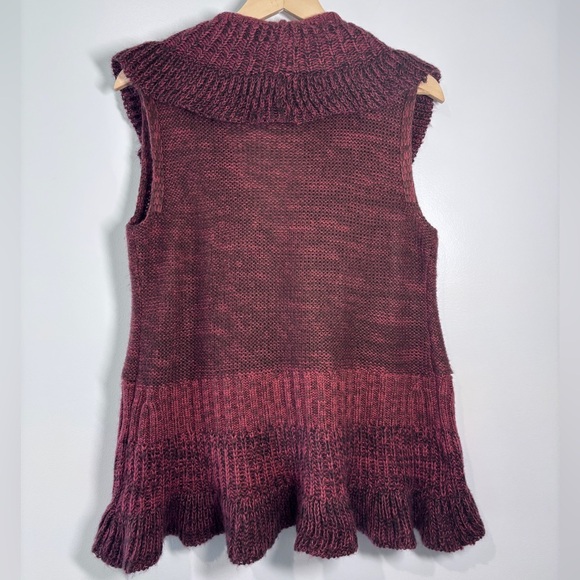 Bandolino Y2K Red Heather Knit Shawl Collar Sweater Cardigan Vest Size Medium - Picture 5 of 6
